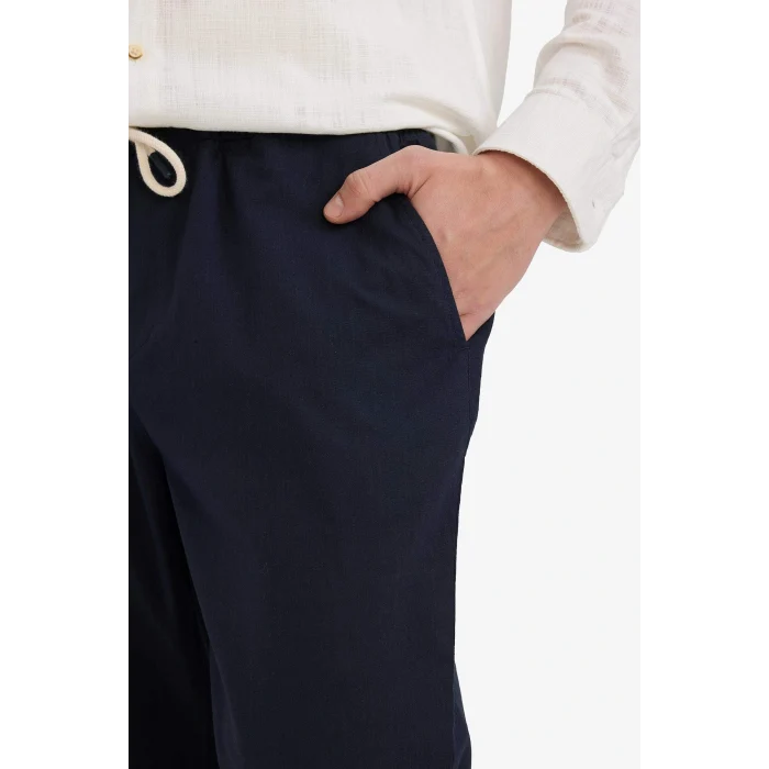 Defacto Z6475AZNV64 Lacivert %100 Pamuk Jogger Fit Beli Bağcıklı Lastikli Dar Paça Cepli Pantolon