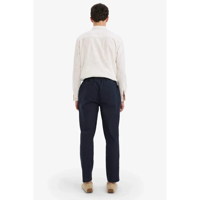 Defacto Z6475AZNV64 Lacivert %100 Pamuk Jogger Fit Beli Bağcıklı Lastikli Dar Paça Cepli Pantolon