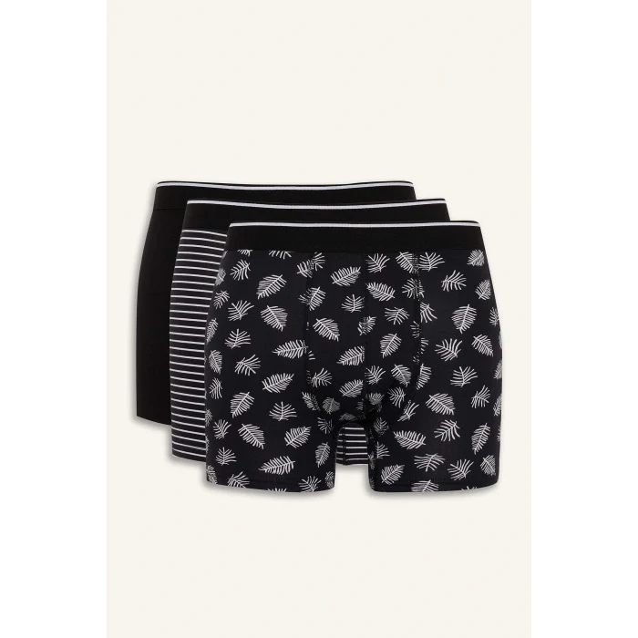 Defacto D7526AXNV135 Lacivert Regular Fit Çizgili 3lü Boxer