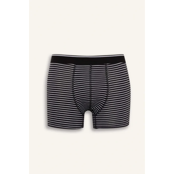 Defacto D7526AXNV135 Lacivert Regular Fit Çizgili 3lü Boxer