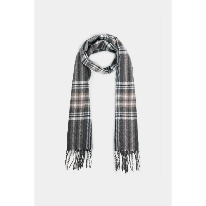 Defacto F4182AXAR104 Antrasit Erkek Kareli Dokuma Atkı