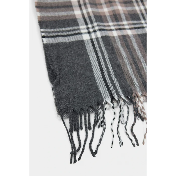 Defacto F4182AXAR104 Antrasit Erkek Kareli Dokuma Atkı