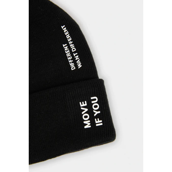 Defacto A5068AXBK27 Siyah Erkek Baskılı Triko Bere