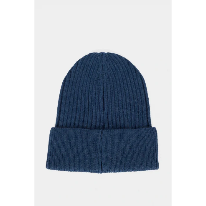 Defacto F4131AXNV235 Lacivert Erkek Etiket Baskılı İçi Polarlı Bere