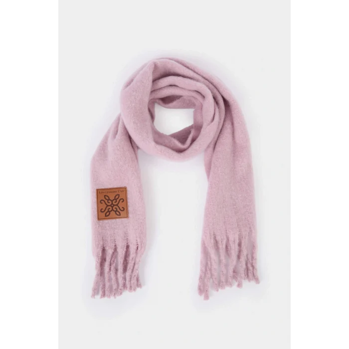 Defacto F3427AXPN1 Pembe Kadın Dokuma Etiketli Atkı