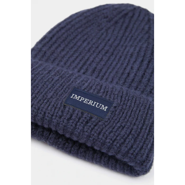 Defacto U9177AZIN8 İndigo Erkek Dokuma Etiketli Bere