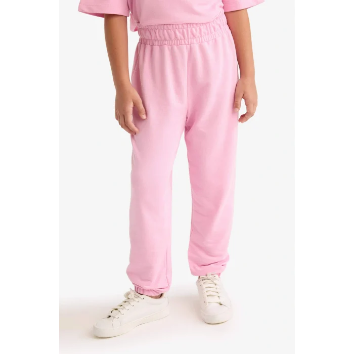 Defacto E6414A8PN649 Pembe Kız Çocuk 2li Takım Baskılı Kısa Kollu Tişört Beli Lastikli Eşofman Altı