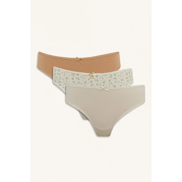 Defacto F3064AXER98 Ekru 3lü Brazilian Külot-Fall in Love