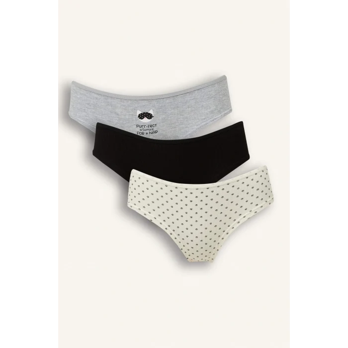 Defacto D6402AXGR93 Gri Ribana 3lü Hipster Külot-Fall in Love