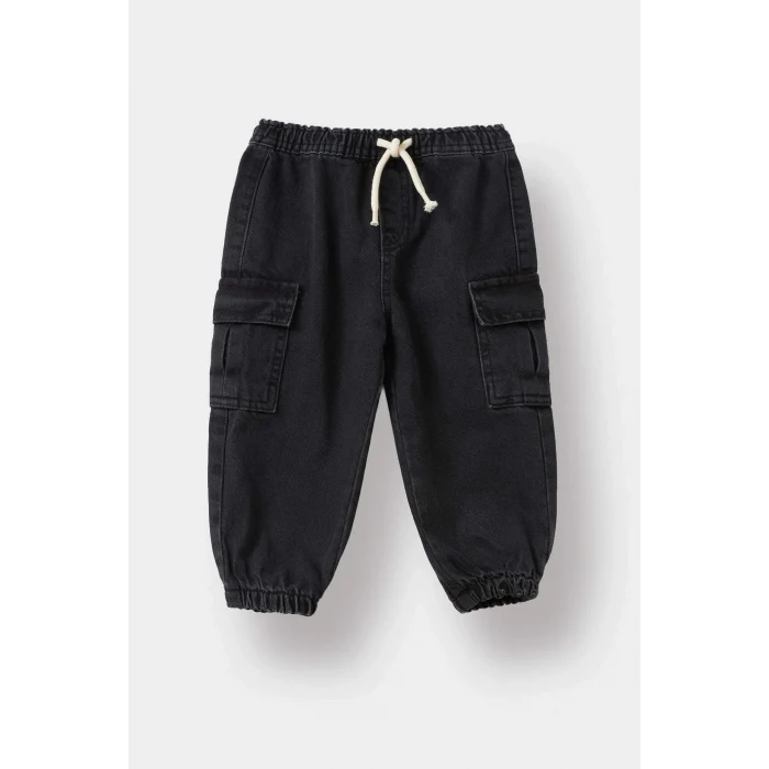 Defacto F3761A5NM36 DENIM Erkek Bebek Beli Lastikli Jogger Fit Jean Pantolon