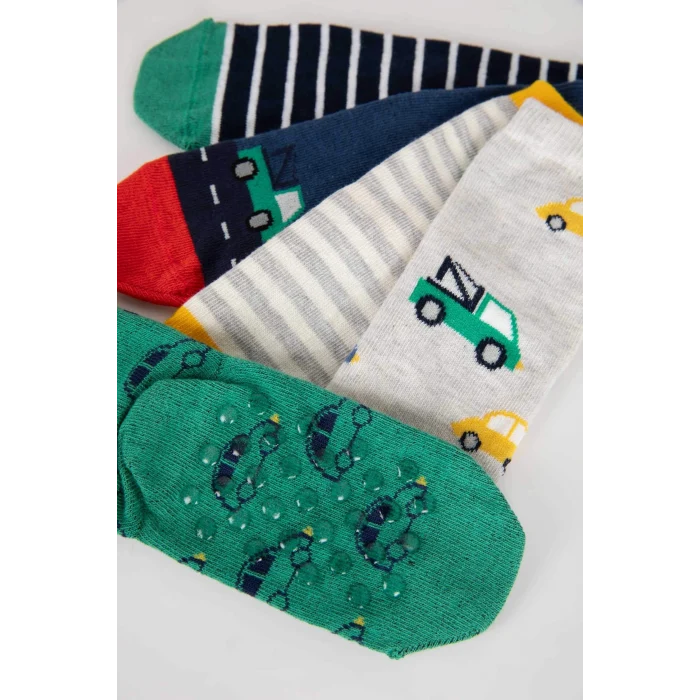 Defacto B1413A5KR1 Çok Renkli Erkek Bebek Kaydırmaz Taban 5li Pamuklu Uzun Çorap