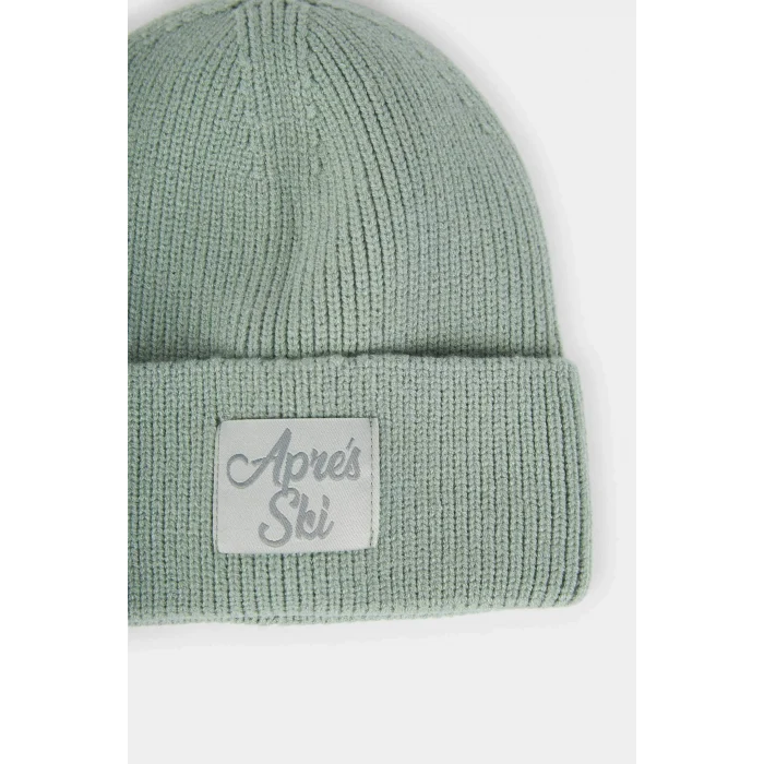 Defacto F3156AXTR19 Turkuaz Kadın Dokuma Etiketli Triko Bere