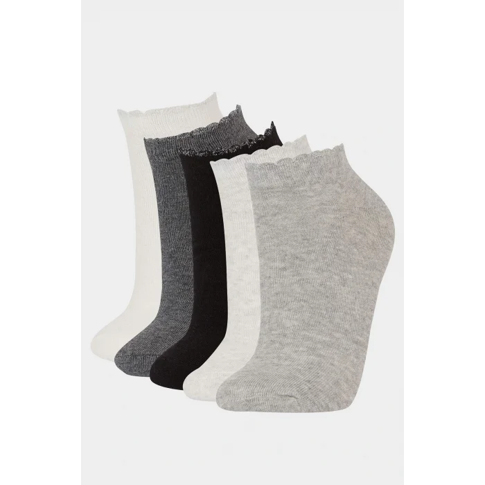 Defacto F5626AXKR1 Çok Renkli Kadın Parıltılı 5li Pamuklu Patik Çorap