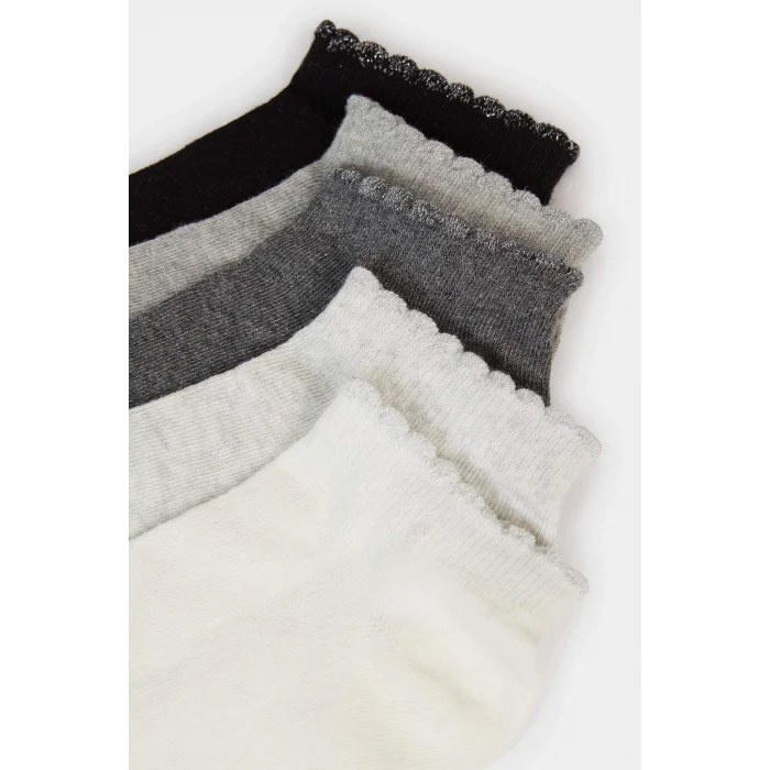 Defacto F5626AXKR1 Çok Renkli Kadın Parıltılı 5li Pamuklu Patik Çorap