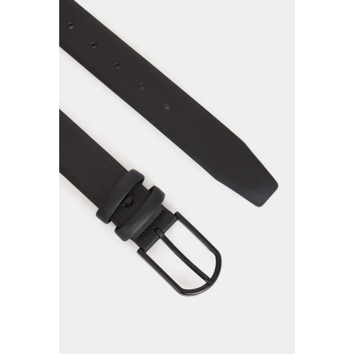 Defacto V0626AZBK23 Siyah Erkek Dikdörtgen Toka Suni Deri Jean Kemeri