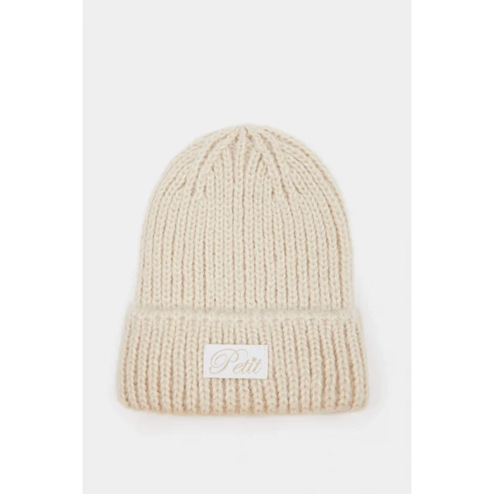 Defacto C7169A8BG122 Bej Kız Çocuk Dokuma Etiketli Bere