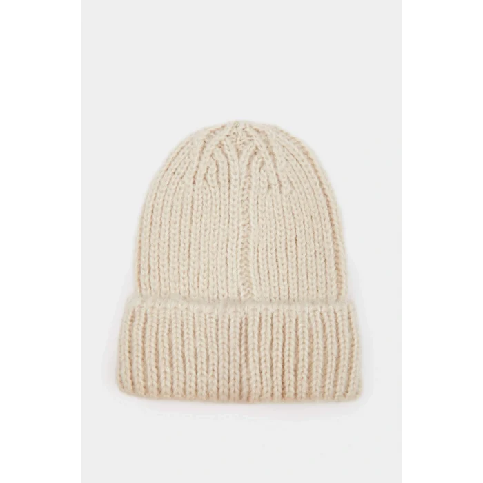 Defacto C7169A8BG122 Bej Kız Çocuk Dokuma Etiketli Bere