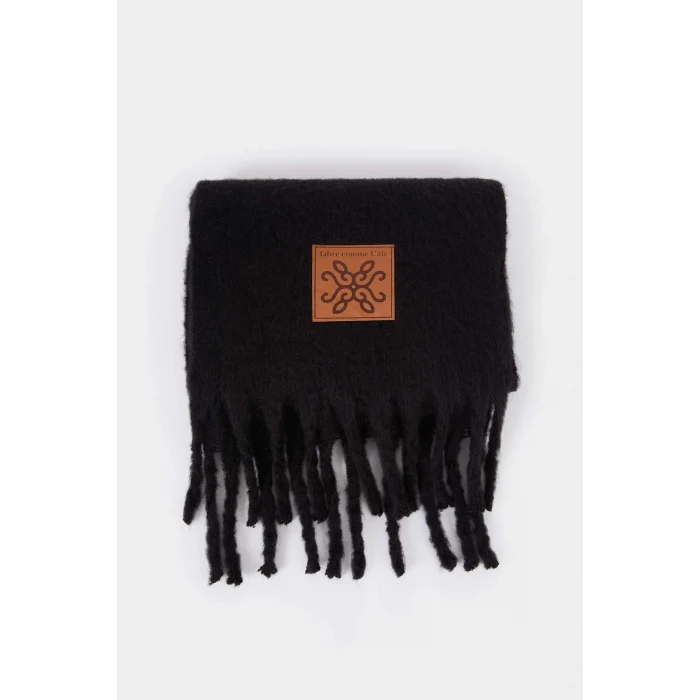 Defacto F3427AXBK26 Siyah Kadın Dokuma Etiketli Atkı