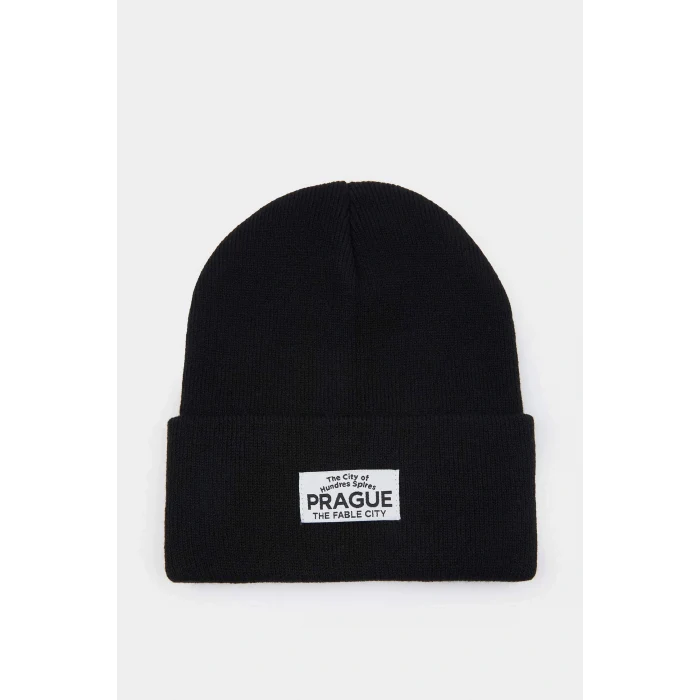 Defacto A5655AXBK27 Siyah Kadın Dokuma Etiketli Bere