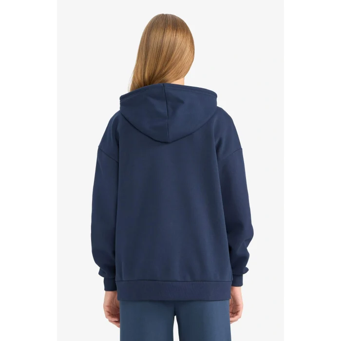 Defacto V4233AZNV256 Lacivert Oversize Geniş Kalıp Kapüşonlu Fermuarlı Sweatshirt