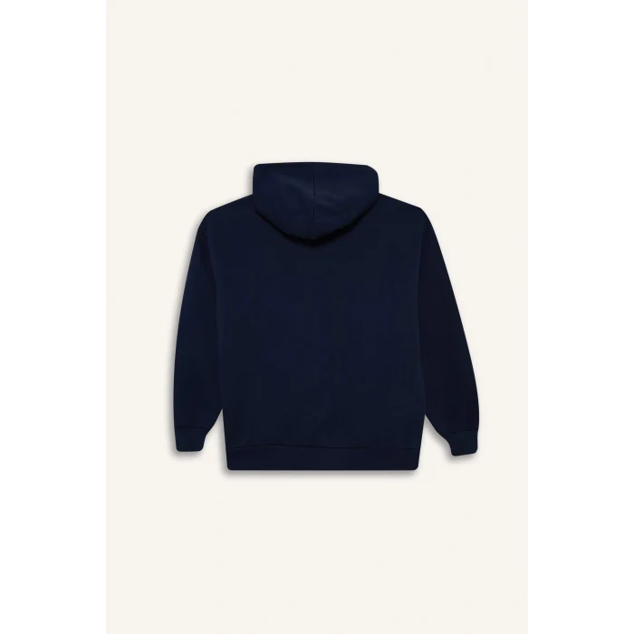 Defacto V4233AZNV256 Lacivert Oversize Geniş Kalıp Kapüşonlu Fermuarlı Sweatshirt