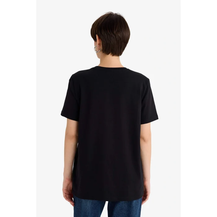 Defacto A9428AXBK81 Siyah Regular Fit Bisiklet Yaka Basic Düz Premium Kısa Kollu Tişört