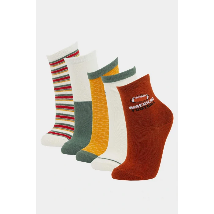Defacto F4719A8KR1 Çok Renkli Erkek Çocuk 5li Pamuklu Uzun Çorap