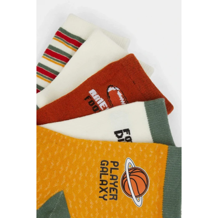 Defacto F4719A8KR1 Çok Renkli Erkek Çocuk 5li Pamuklu Uzun Çorap