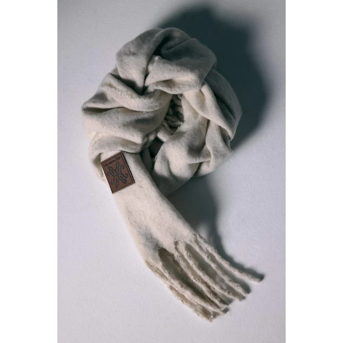 Defacto F3427AXER102 Ekru Kadın Dokuma Etiketli Atkı