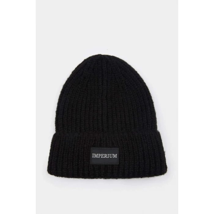 Defacto U9177AZBK27 Siyah Erkek Dokuma Etiketli Bere