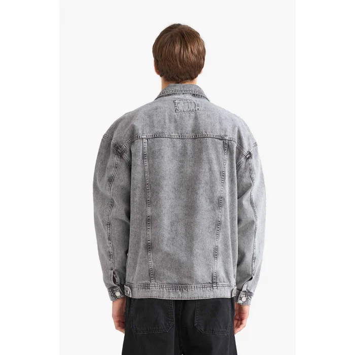 Defacto F4736AXNM18 Gri Oversize Geniş Kalıp Düğmeli Denim Ceket
