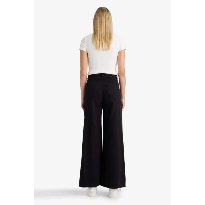 Defacto E4381AXBK81 Siyah Wide Leg Normal Bel Standart Boy Gabardin Pantolon