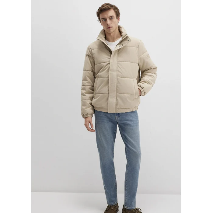 Mavi 0110470-86559 Dik Yaka Bej Şişme Mont