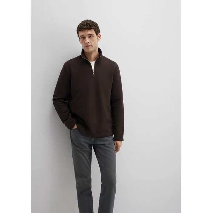 Mavi 0S10519-89103 Yarı Fermuarlı kahverengi Sweatshirt