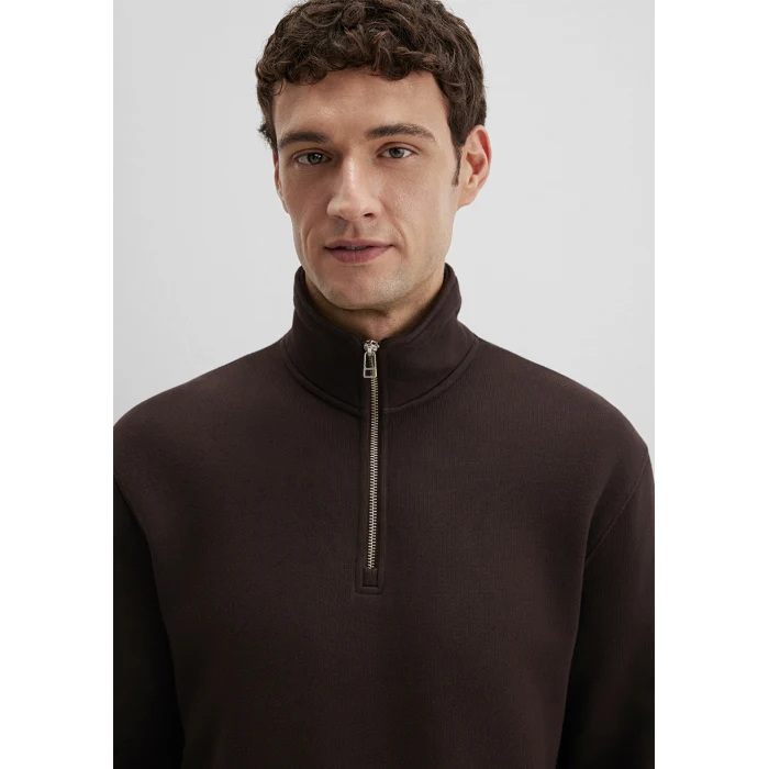 Mavi 0S10519-89103 Yarı Fermuarlı kahverengi Sweatshirt