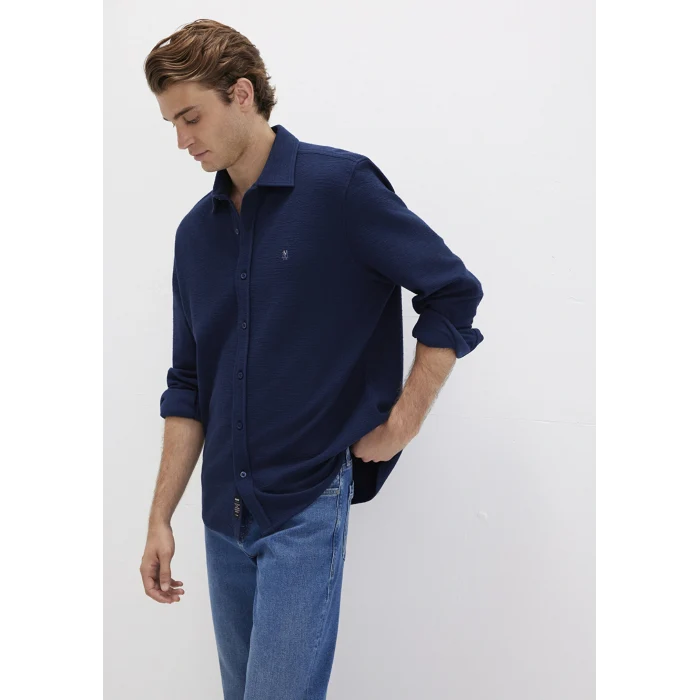 Mavi 0211789-70497 M Logo Nakışlı Lacivert Örme Gömlek