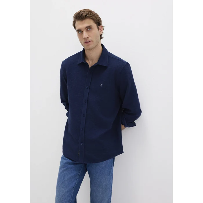 Mavi 0211789-70497 M Logo Nakışlı Lacivert Örme Gömlek