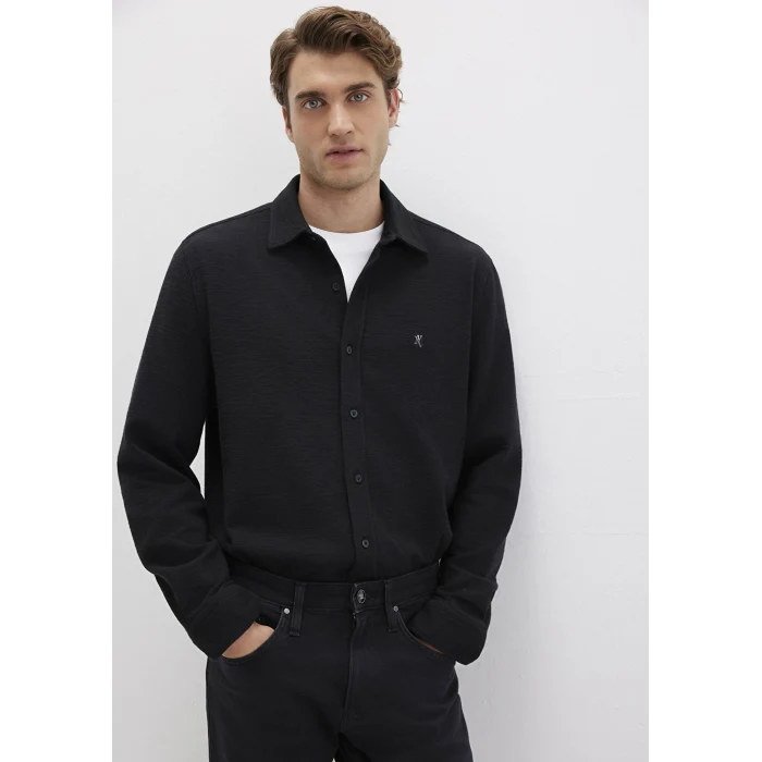 Mavi 0211789-900 M Logo Nakışlı Siyah Örme Gömlek