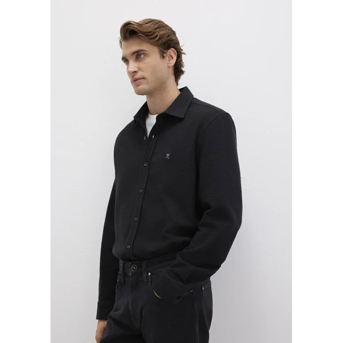 Mavi 0211789-900 M Logo Nakışlı Siyah Örme Gömlek