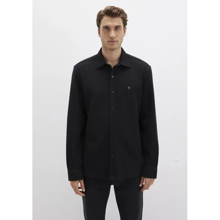 Mavi 0211789-900 M Logo Nakışlı Siyah Örme Gömlek