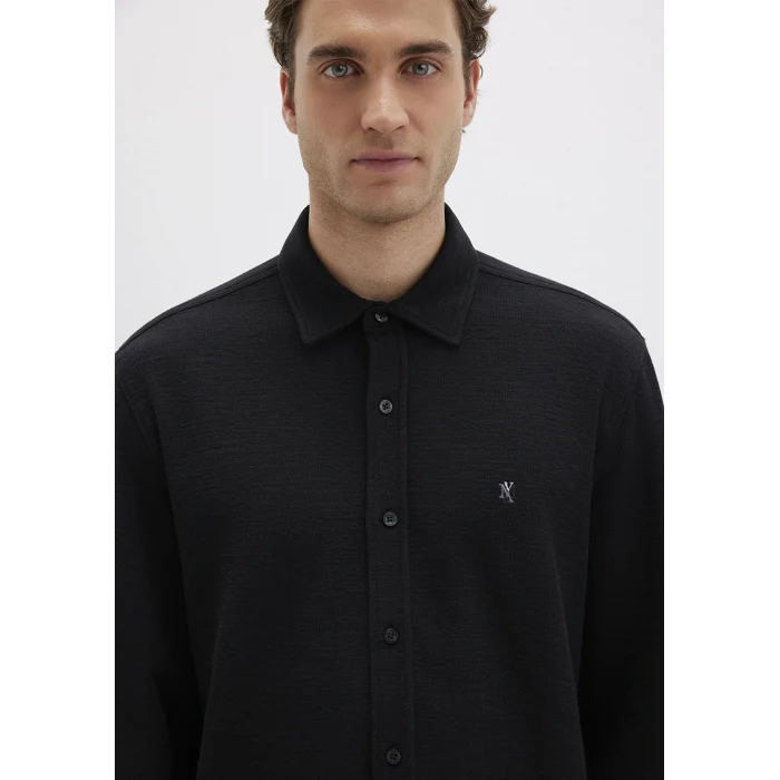 Mavi 0211789-900 M Logo Nakışlı Siyah Örme Gömlek