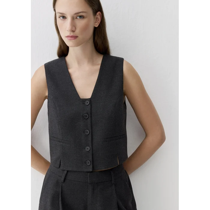 Mavi 1110796-87829 Yün Karışımlı Antrasit Yelek