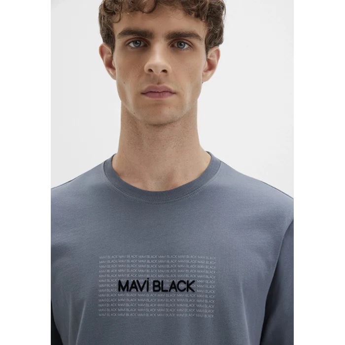 Mavi 0613042-80776 Mavi Black Baskılı Gri Tişört