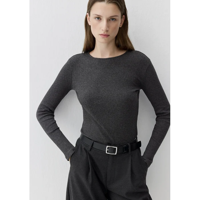 Mavi 1613655-80927 Kaşmir Karışımlı Siyah Uzun Kollu Basic Tişört