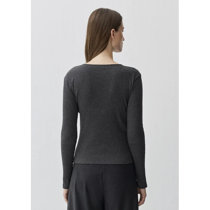 Mavi 1613655-80927 Kaşmir Karışımlı Siyah Uzun Kollu Basic Tişört