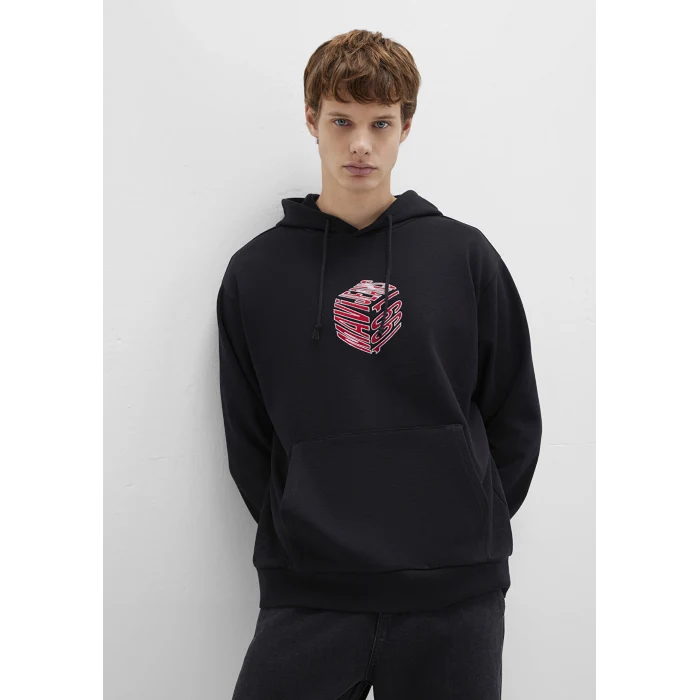 Mavi 0S10397-900 Mavi Baskılı Kapüşonlu Siyah Sweatshirt