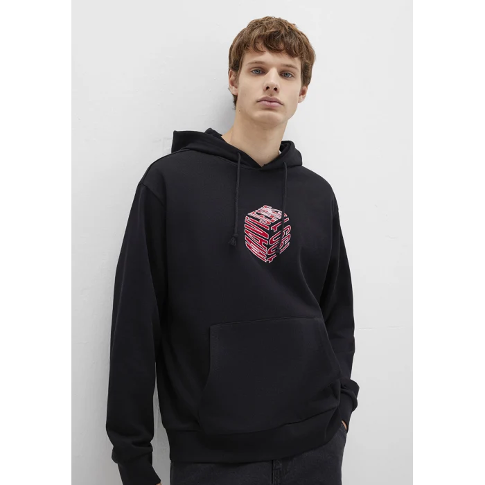 Mavi 0S10397-900 Mavi Baskılı Kapüşonlu Siyah Sweatshirt