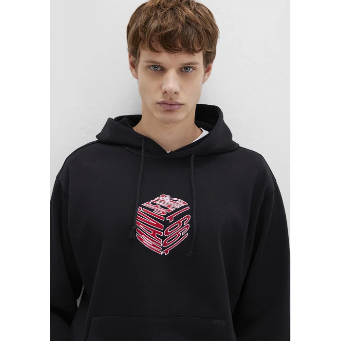 Mavi 0S10397-900 Mavi Baskılı Kapüşonlu Siyah Sweatshirt