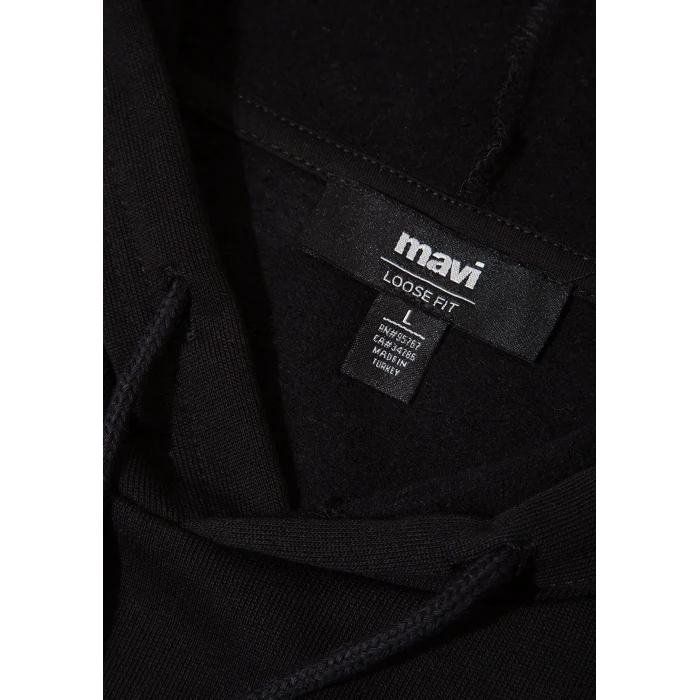 Mavi 0S10397-900 Mavi Baskılı Kapüşonlu Siyah Sweatshirt