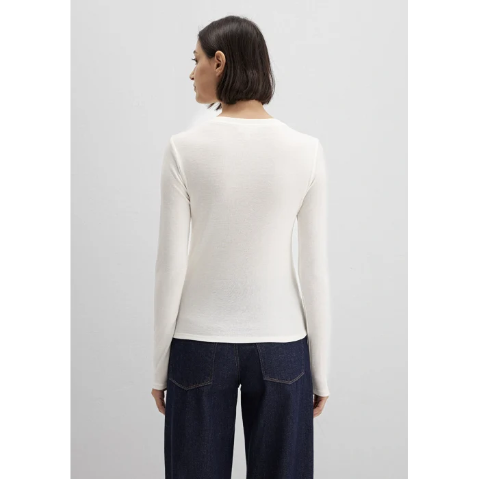 Mavi 1613652-80194 Düğme Detaylı Ekru Uzun Kollu Tişört